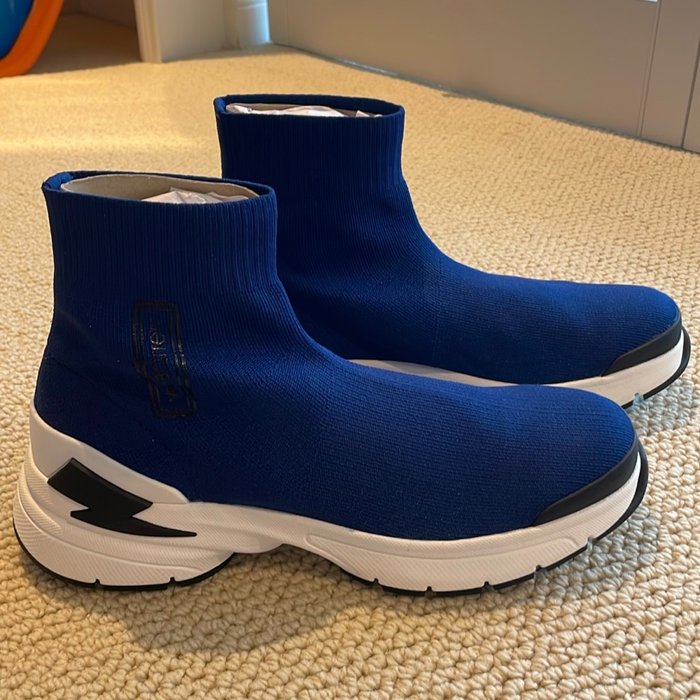 Neil Barrett - “ Bolt “ NWT Sock Sneakers 
Blue with white sole